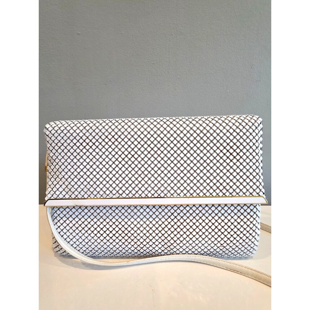 Authentic Vintage Whiting & Davis White Alumesh Envelope Clutch Old Hollywood